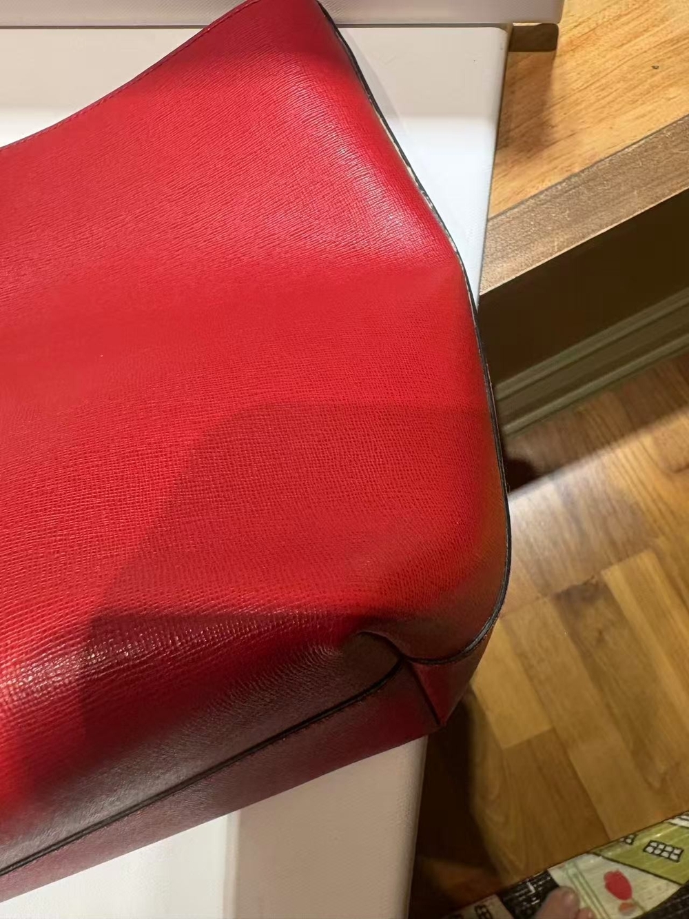 Red Leather Tote Bag with Eye Accent - Designer Style - Picture 5 of 5